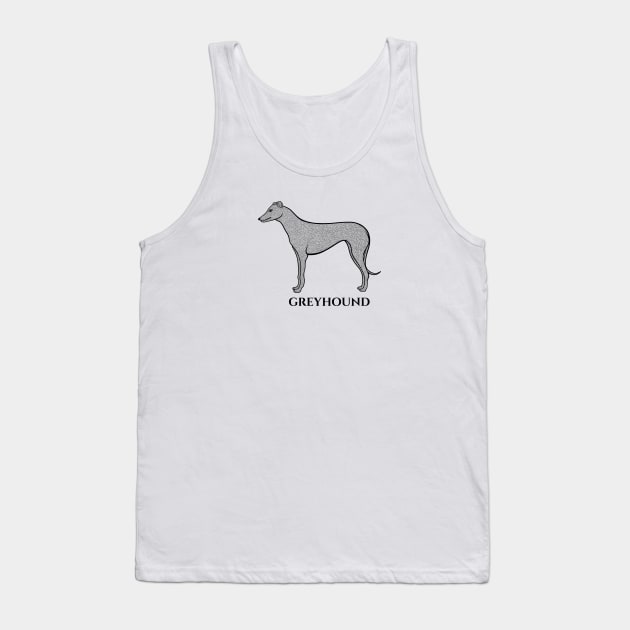 Greyhound with Name - dog design for greyhound lovers - black and white Tank Top by Green Paladin